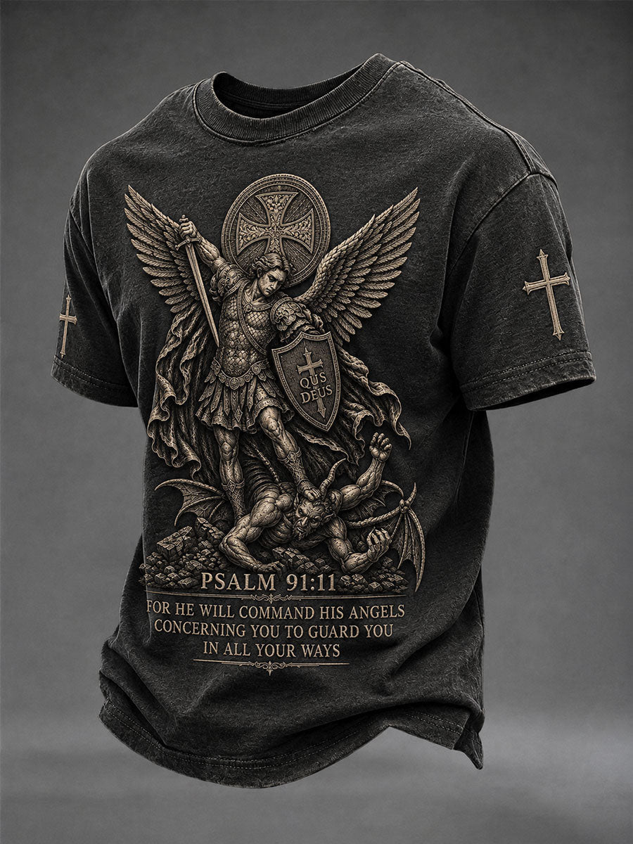 Saint Michael The Archangel Psalm 91 11 T-Shirt Faith Based Shirt Christian Gift Ideas - Otakuforge