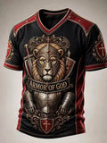 Lion Armor Of God V-Neck Shirt Faith Based Apparel Best Christian Gifts - Otakuforge