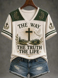 The Way The Truth The Life V-Neck Shirt Faith Based Clothing Christian Themed Gifts - Otakuforge