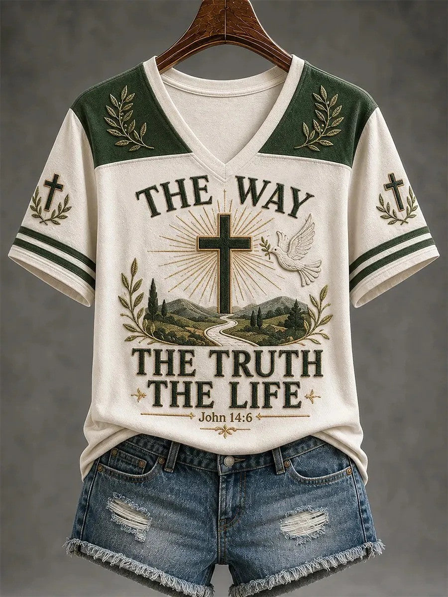 The Way The Truth The Life V-Neck Shirt Faith Based Clothing Christian Themed Gifts - Otakuforge
