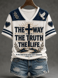 The Way The Truth The Life V-Neck Shirt Faith Based Apparel Scripture Gifts - Otakuforge