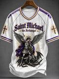 Saint Michael The Archangel V-Neck Shirt Christian Faith Clothing Best Christian Gifts - Otakuforge