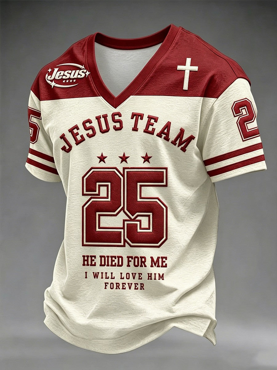 Jesus Team He Died For Me V-Neck Shirt Religious Inspired Clothing Christian Themed Gifts - Otakuforge