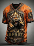 Courageous Heart Faith Over Fear V-Neck Shirt Christian Themed Clothing Gift Ideas - Otakuforge