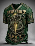 Divine Power Eternal Faith V-Neck Shirt Religious Inspired Clothing Christian Spiritual Gifts - Otakuforge