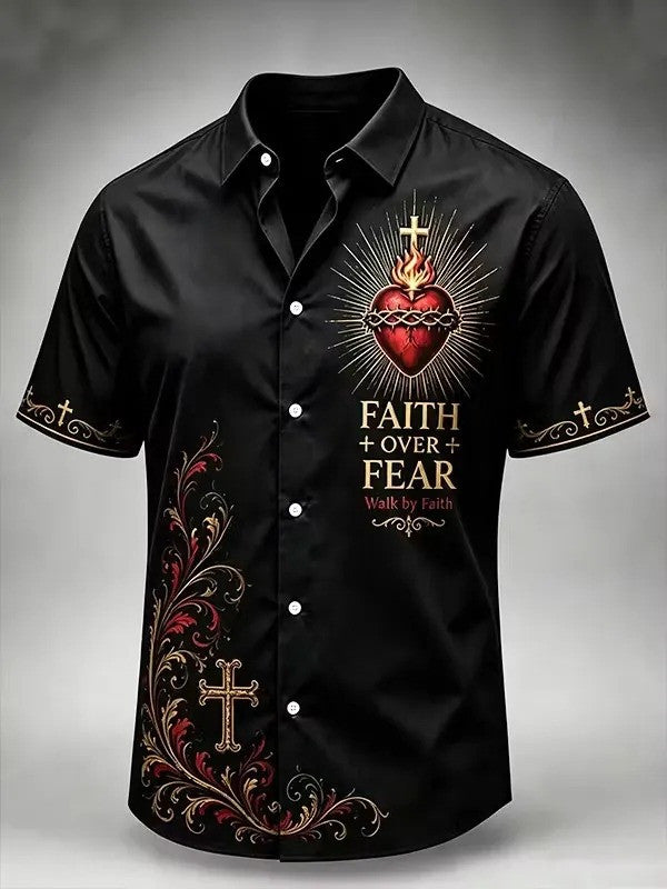 Faith Over Fear Walk By Faith Hawaiian Shirt Bible Clothing Christian Gifts For Dad - Otakuforge