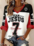 Jesus Team V-Neck Long Sleeve Shirt Christian Clothing Best Christian Gifts - Otakuforge