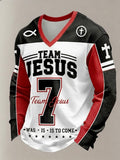 Team Jesus V-Neck Long Sleeve Shirt Christian Faith Outfit Religious Gifts For Dad - Otakuforge