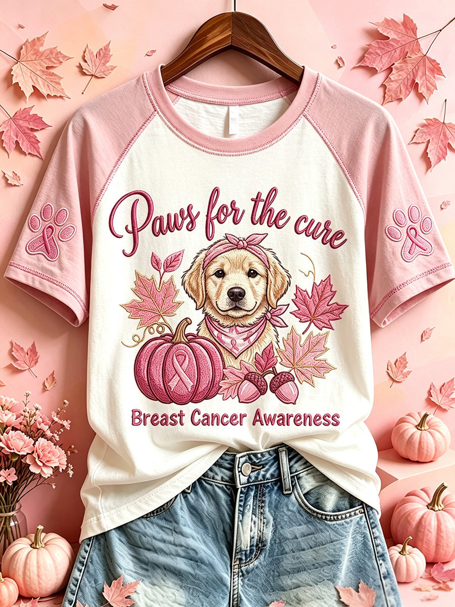 Paws For The Cure T-Shirt Breast Cancer Awareness Dog Clothes Gift For Women - Otakuforge