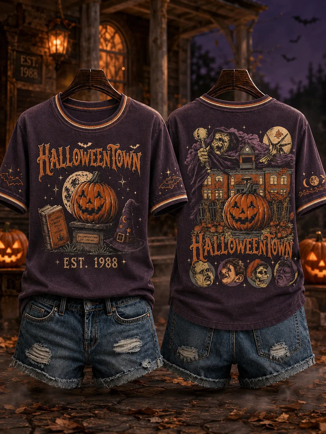 Vintage Halloweentown T-Shirt Halloween Themed Apparel Gift For Adults - Otakuforge
