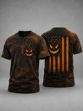Vintage US Flag Halloween T-Shirt Patriotic Jack O Lantern Outfit Halloween Inspired Gifts - Otakuforge