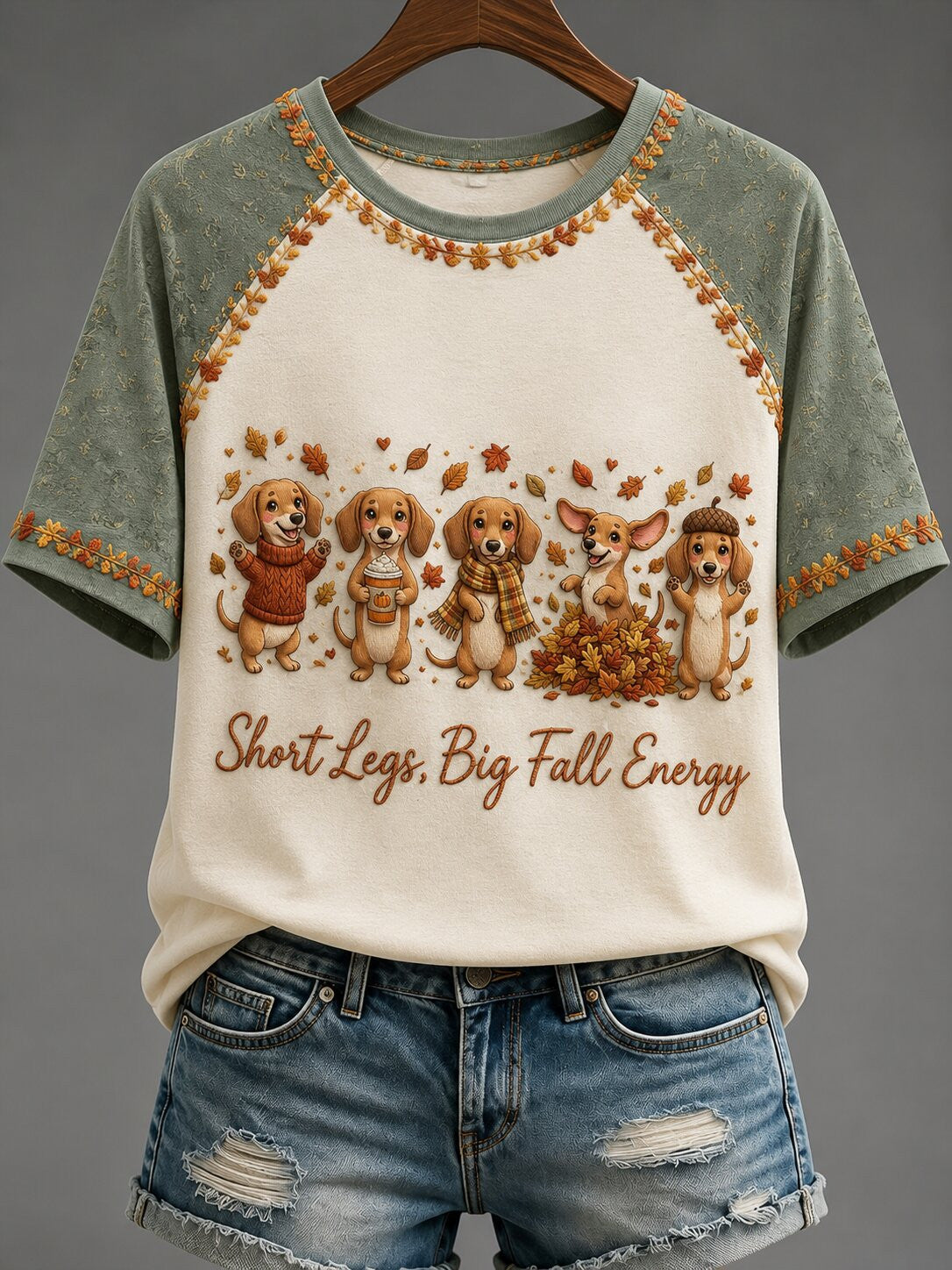 Short Legs Big Fall Energy T-Shirt Autumn Dachshund Clothes Dog Mom Gift - Otakuforge
