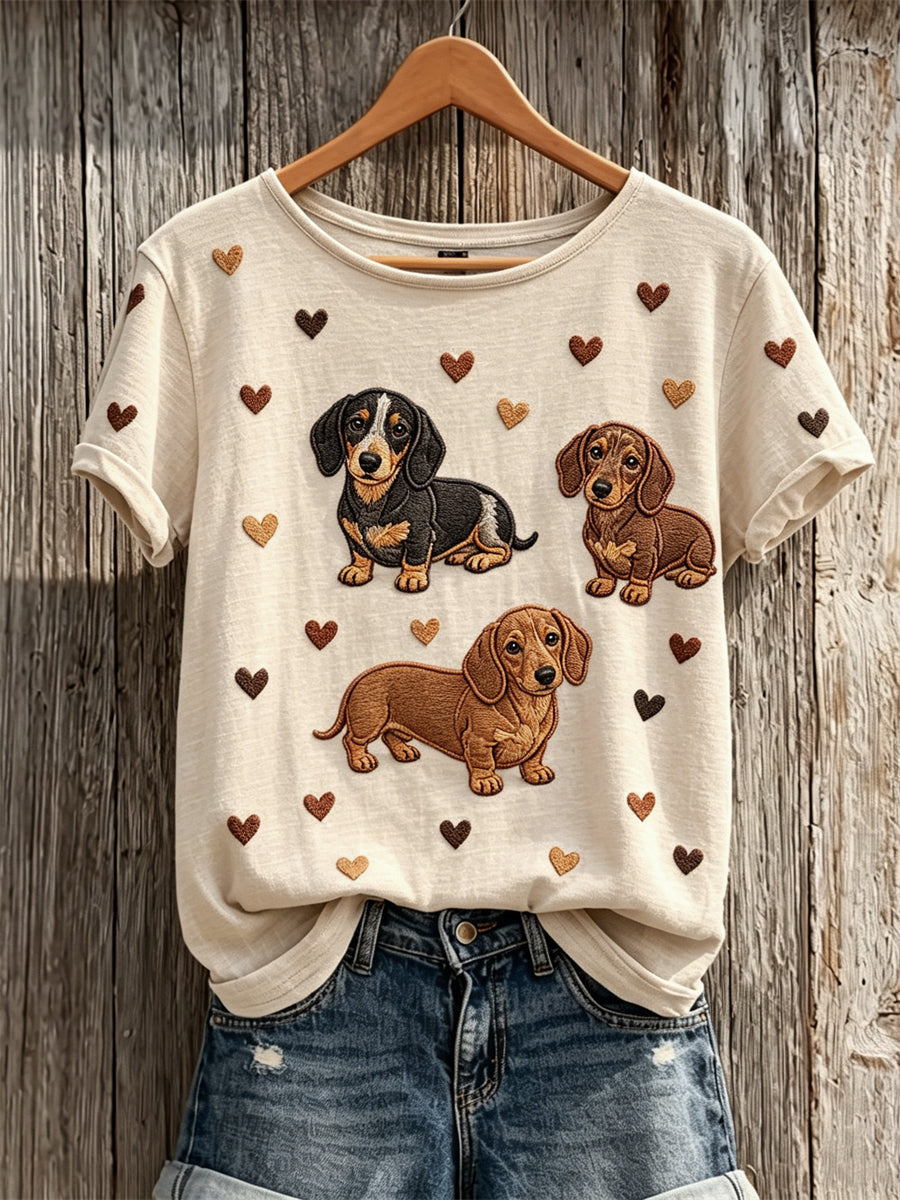 Lovely Dachshund V-Neck Shirt Cute Dachshund Heart Apparel Gift For Mom - Otakuforge