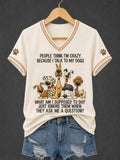 Dogs Make Me Happy Humans Make My Head Hurt V-Neck Shirt Funny Dog Lover Gear Her Gift - Otakuforge