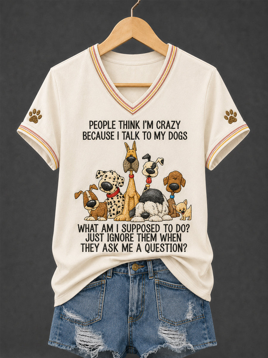 Dogs Make Me Happy Humans Make My Head Hurt V-Neck Shirt Funny Dog Lover Gear Her Gift - Otakuforge