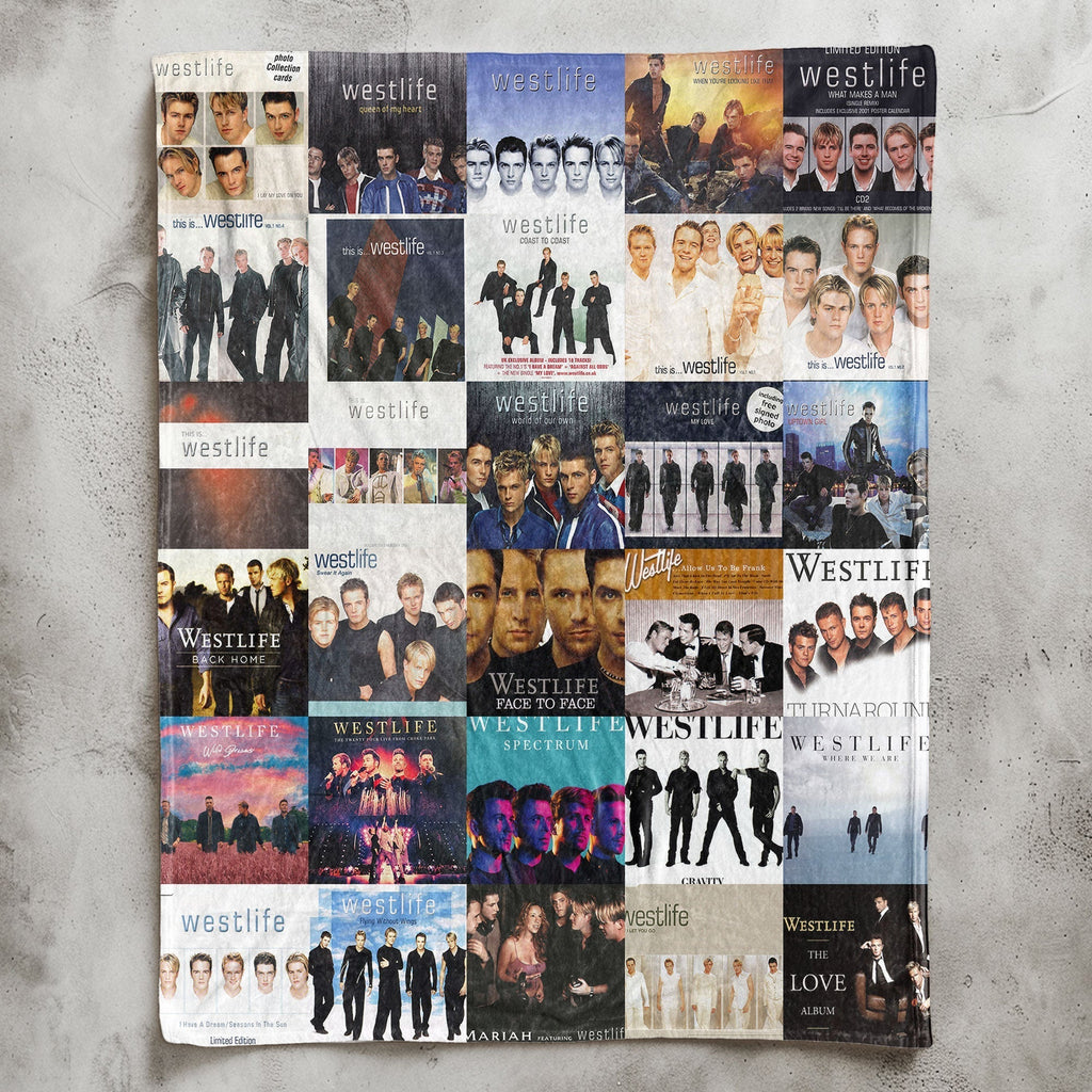 Westlife Sherpa Blanket Iconic Album Cover Collage Cozy Throw for Pop Ballad Lovers