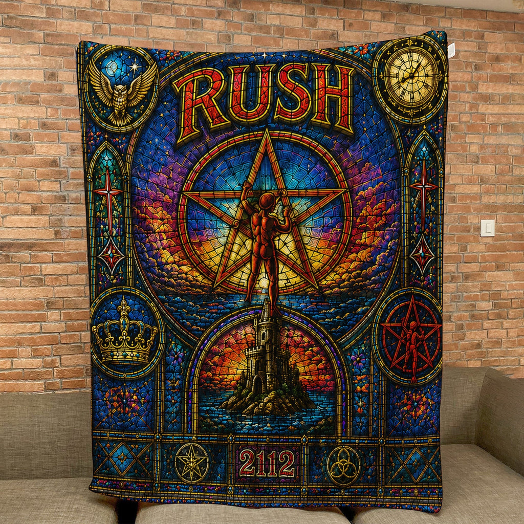 Rush 2112 Sherpa Blanket Starman Stained Glass Progressive Rock Icon Throw Blanket