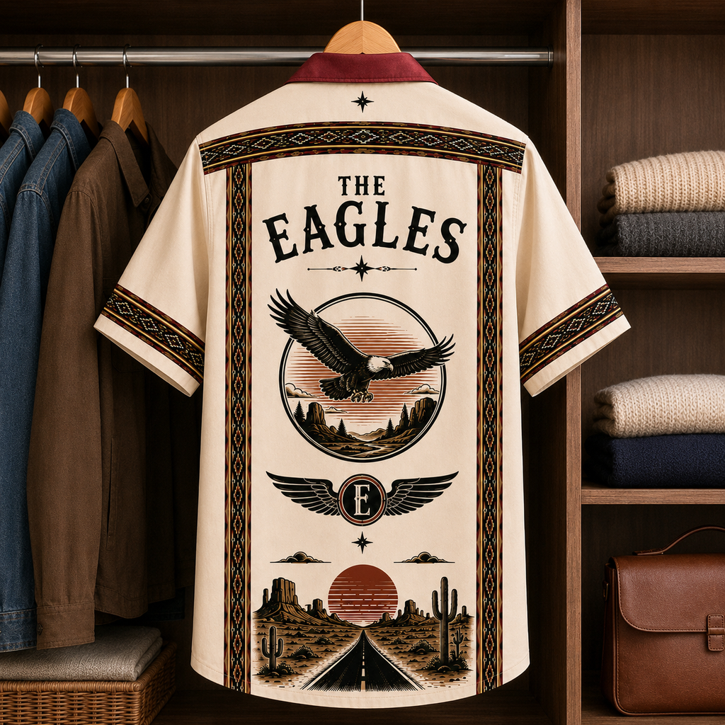 The Eagles Southwestern Eagle Hawaiian Shirt Mexican Inspired Hawaiian Shirt White Version