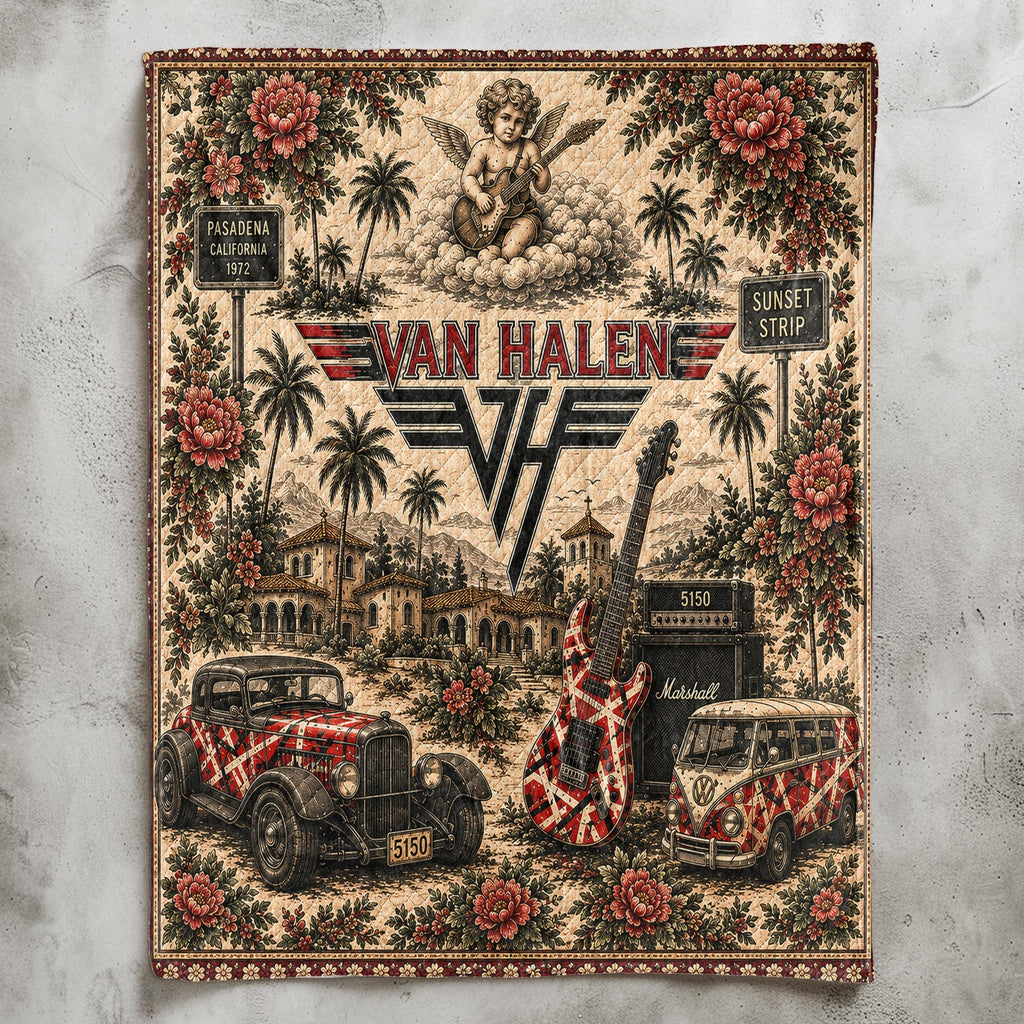 Van Halen Sherpa Blanket Frankenstrat Guitar Vintage Collage Hard Rock Blanket