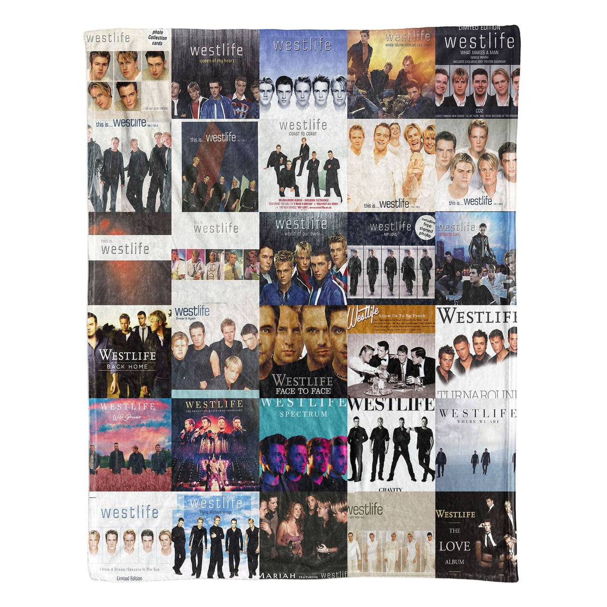 Westlife Sherpa Blanket Iconic Album Cover Collage Cozy Throw for Pop Ballad Lovers