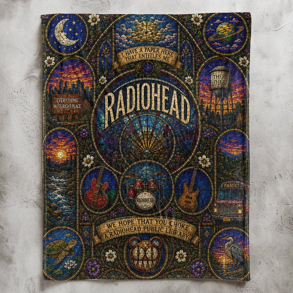 Radiohead Sherpa Blanket Modified Bear Stained Glass Blanket