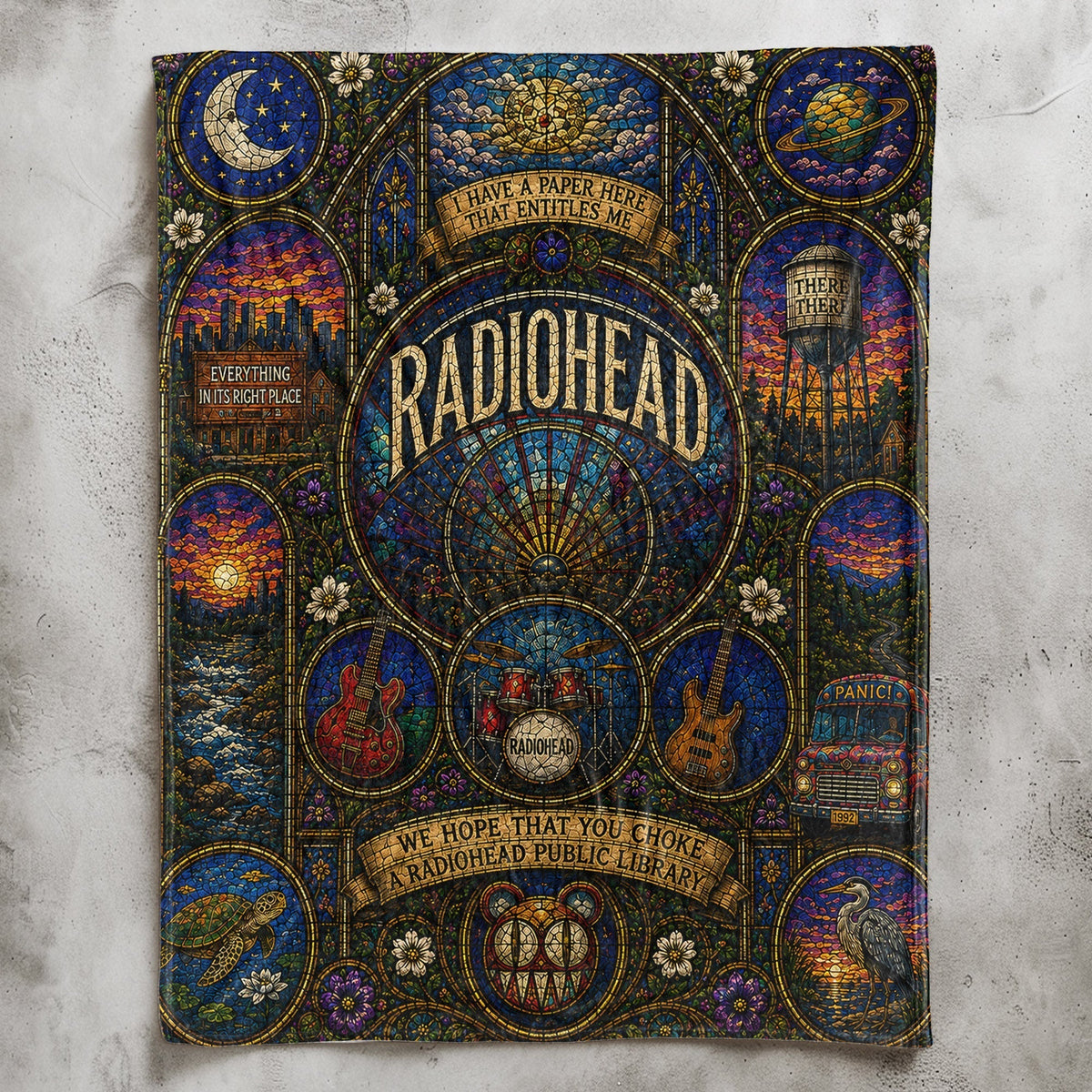 Radiohead Sherpa Blanket Modified Bear Stained Glass Blanket