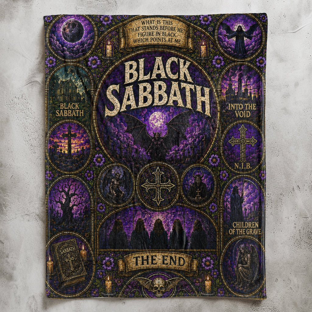 Black Sabbath Sherpa Blanket The End Stained Glass Blanket