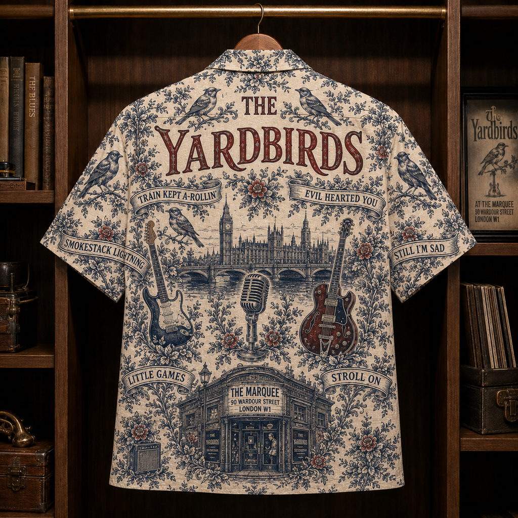 The Yardbirds Hawaiian Shirt - Unisex Vintage Toile De Jouy For Your Love Button Up
