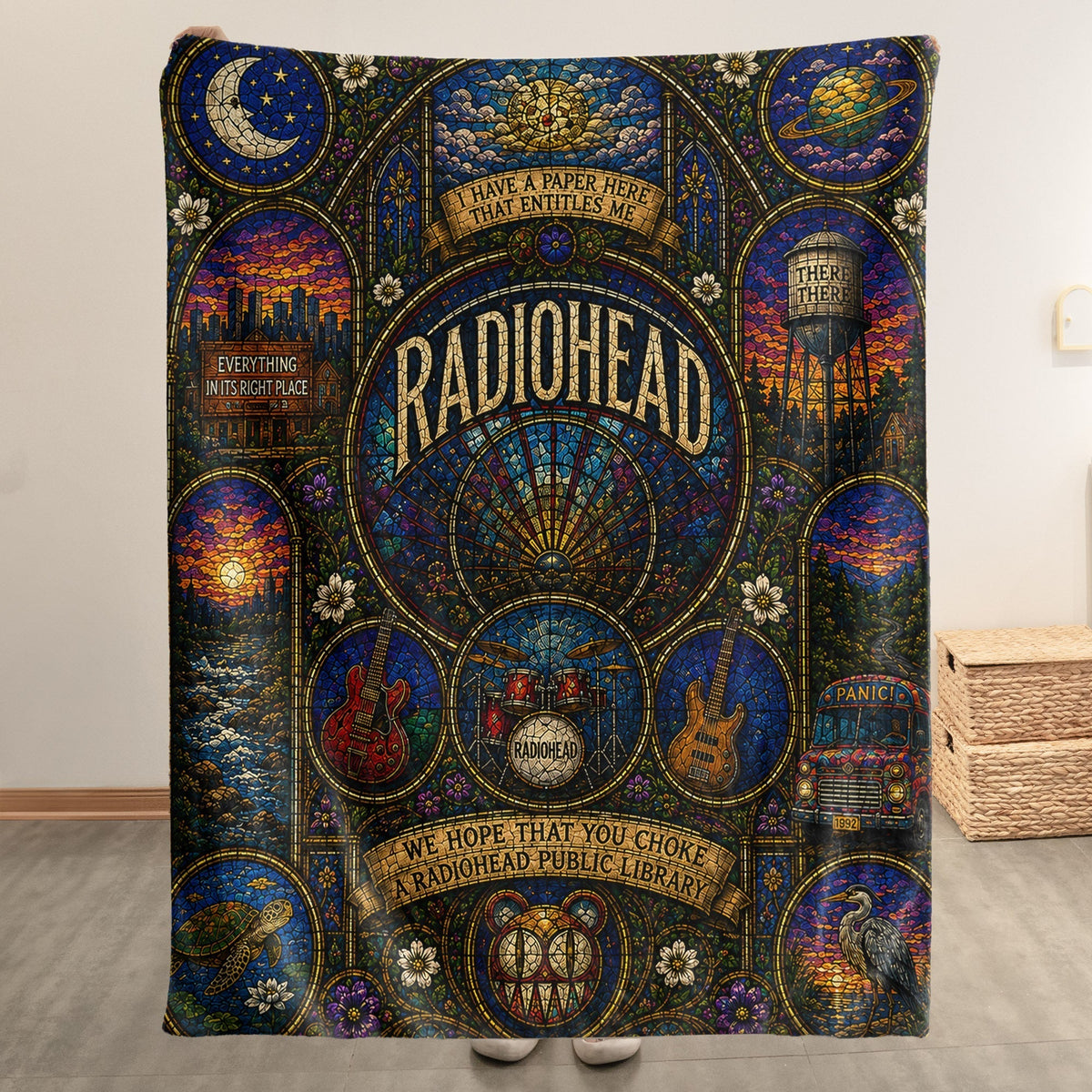 Radiohead Sherpa Blanket Modified Bear Stained Glass Blanket
