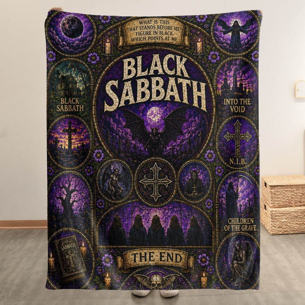 Black Sabbath Sherpa Blanket The End Stained Glass Blanket