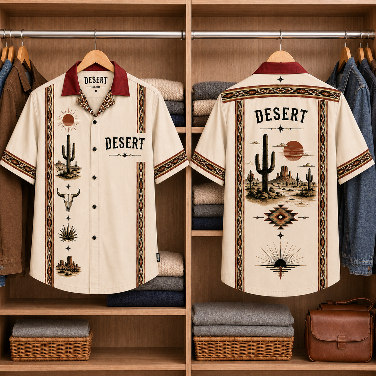 Desert Landscape Luxury Design Hawaiian Shirt Southwestern Inspired Hawaiian Shirt White Version