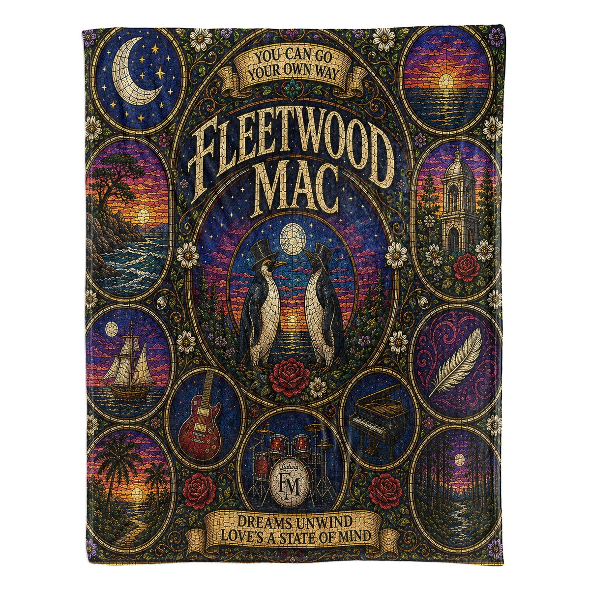 Fleetwood Mac Sherpa Blanket Dreams Stained Glass Blanket