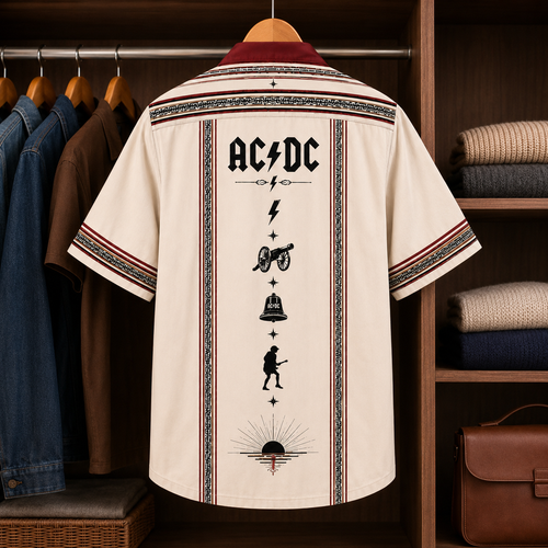 AC/DC Luxury Design Hawaiian Shirt Mexican Inspired Hawaiian Shirt White Version