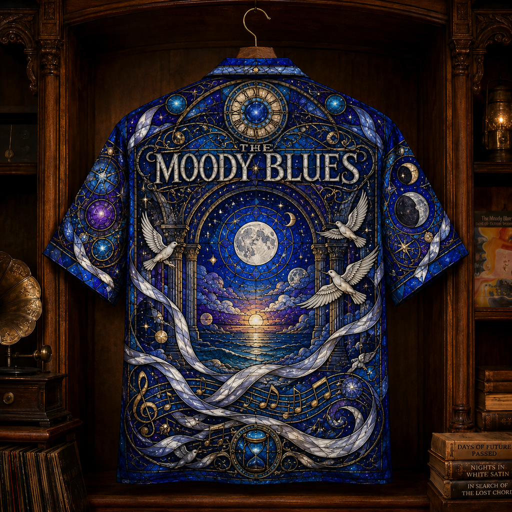 The Moody Blues Hawaiian Shirt - Stained Glass Progressive Rock All-Over Print Button-Up Shirt