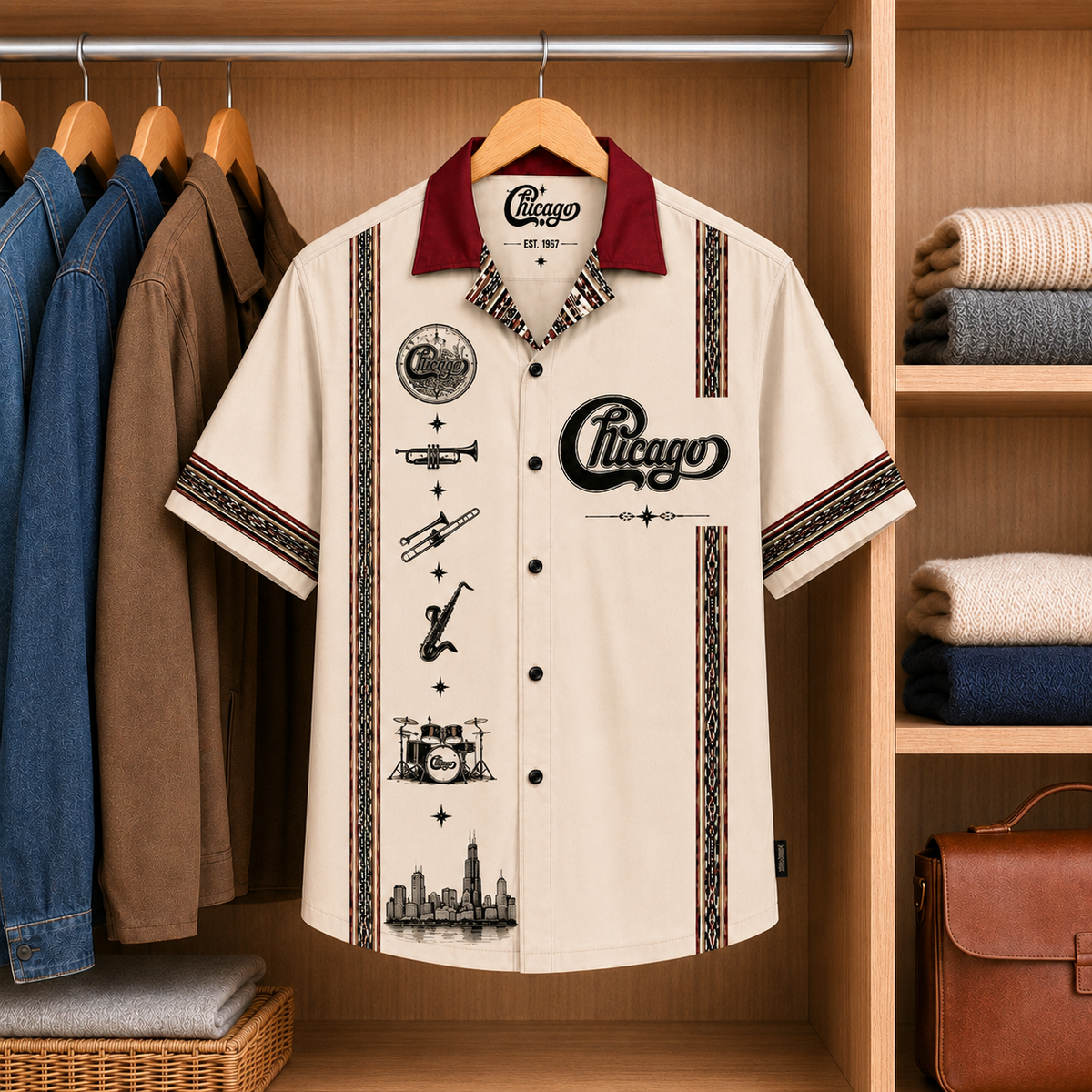 Chicago Luxury Design Hawaiian Shirt Mexican Inspired Hawaiian Shirt White Version