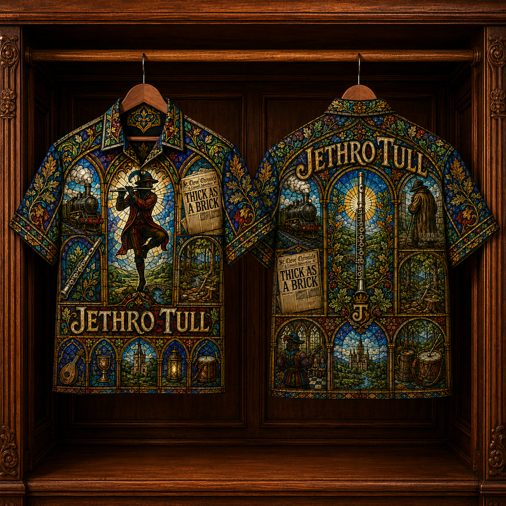 Jethro Tull Hawaiian Shirt - Stained Glass Progressive Rock All-Over Print Button-Up Shirt