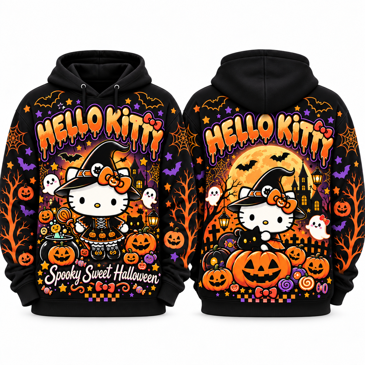 Hello Kitty Spooky Sweet Halloween Pumpkin Witch Hoodie NTT