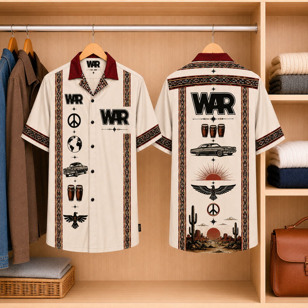 WAR Luxury Design Hawaiian Shirt Mexican Inspired Hawaiian Shirt White Version