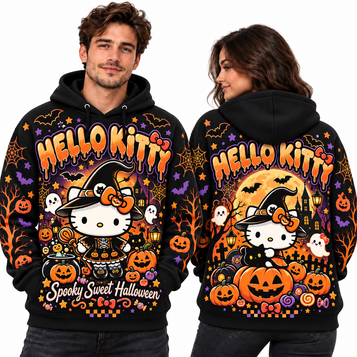 Hello Kitty Spooky Sweet Halloween Pumpkin Witch Hoodie NTT