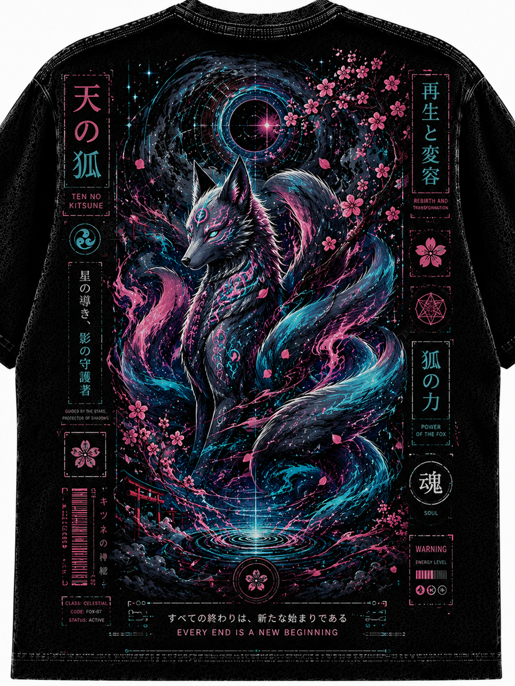 Celestial Kitsune Japanese Inspired Graphic Vintage Tee
