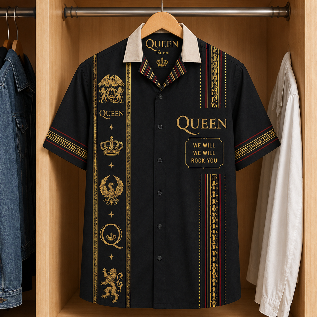 Queen Luxury Design Hawaiian Shirt - Mexican Inpsired Hawaiian Shirt Black Version