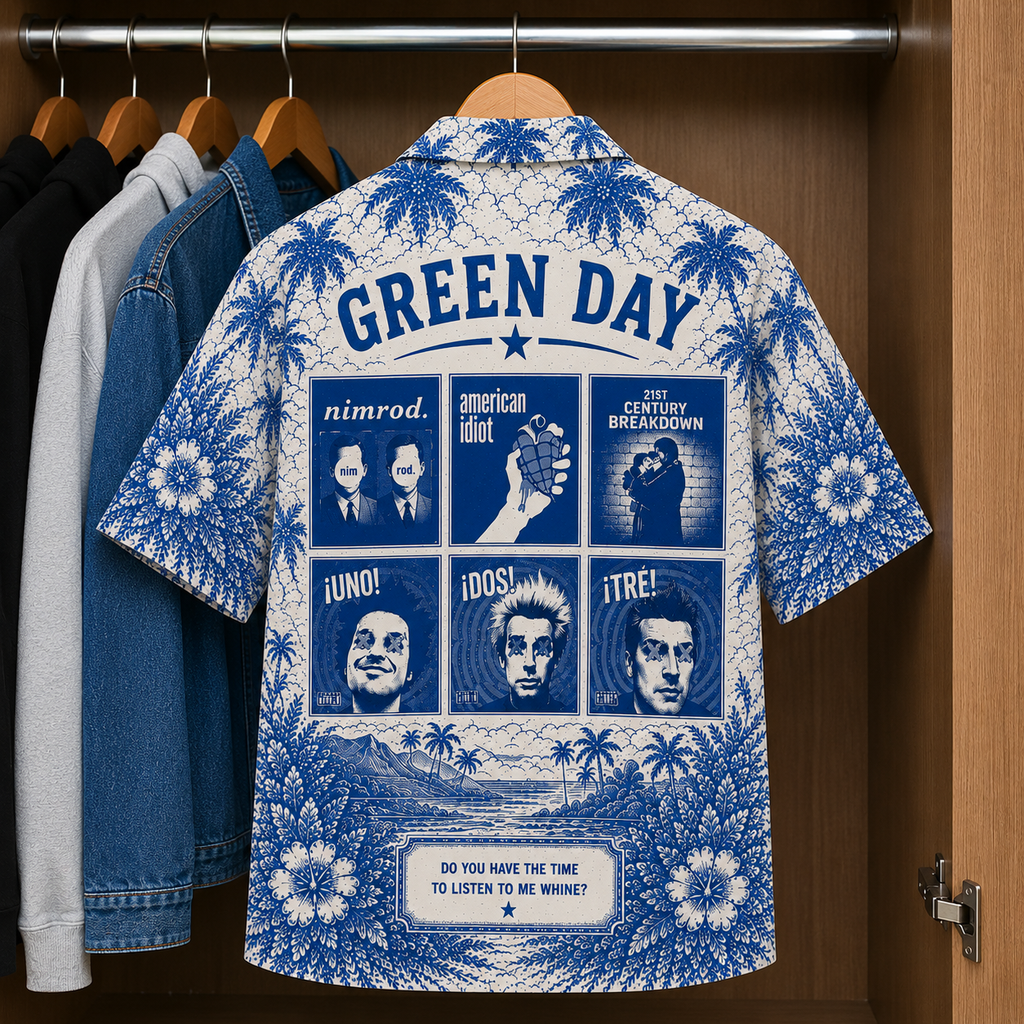 Green Day Luxury Design Hawaiian Shirt - Tropical Blue Inpsired Hawaiian