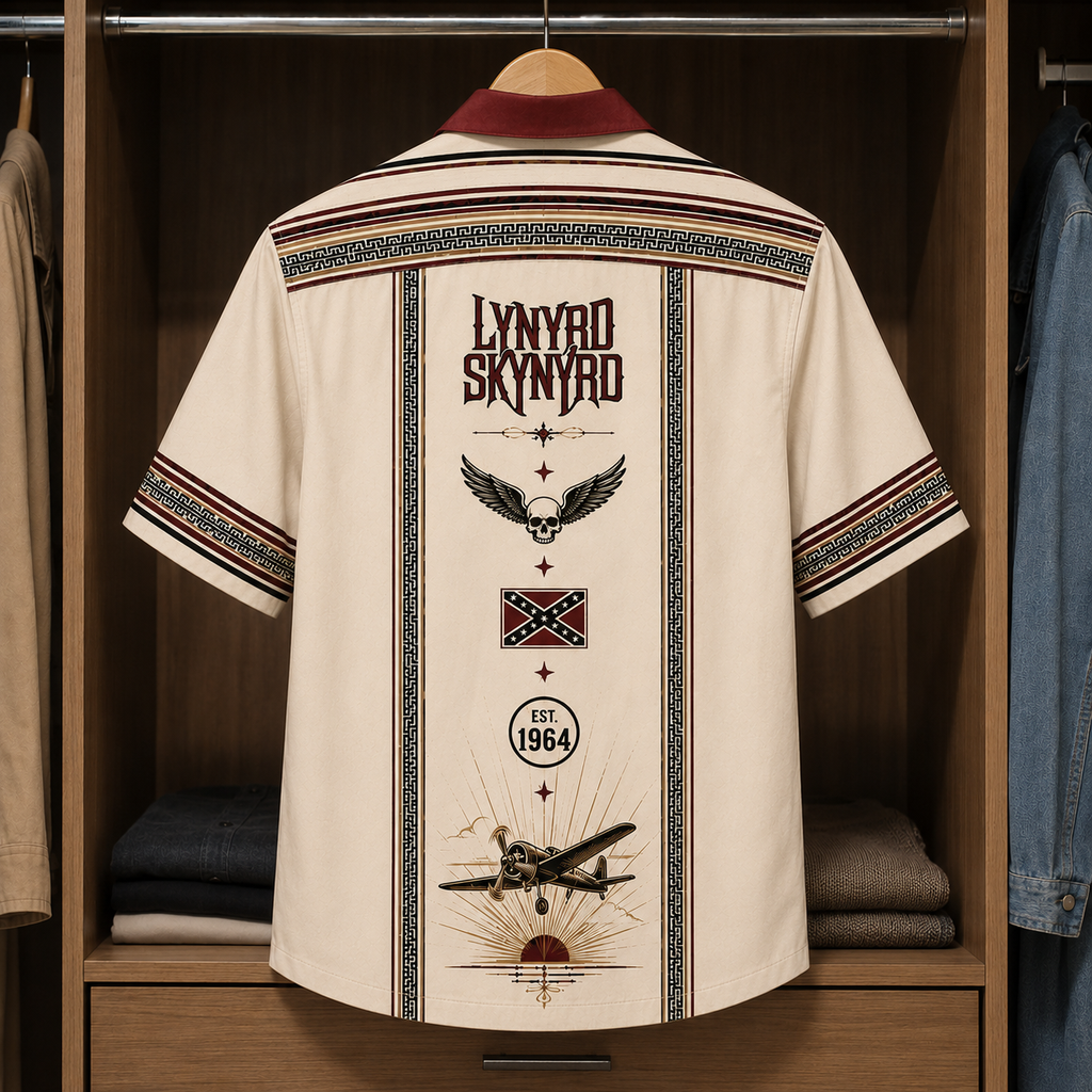 Lynyrd Skynyrd Luxury Design Hawaiian Shirt - Mexican Inpsired Hawaiian Shirt White Version