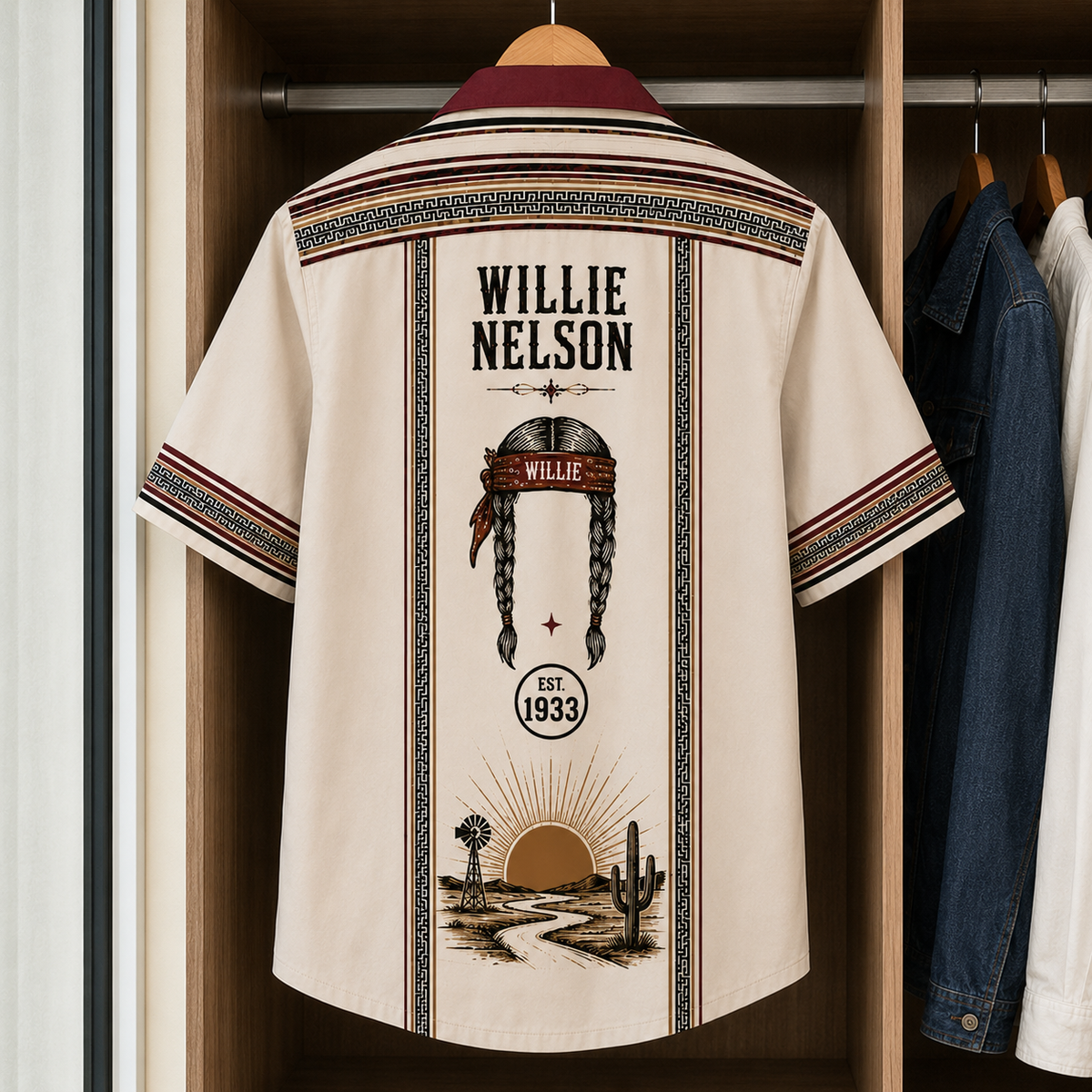 Willie Nelson Luxury Design Hawaiian Shirt - Mexican Inpsired Hawaiian Shirt White Version