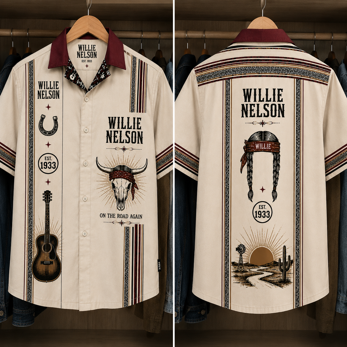 Willie Nelson Luxury Design Hawaiian Shirt - Mexican Inpsired Hawaiian Shirt White Version