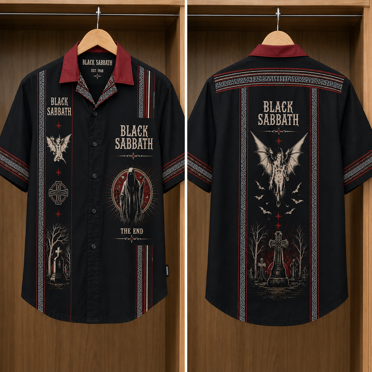 Black Sabbath Luxury Design Hawaiian Shirt - Mexican Inpsired Hawaiian Black Version