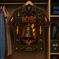 ACDC Stained Glass Hawaiian Shirt - Unisex Button Up