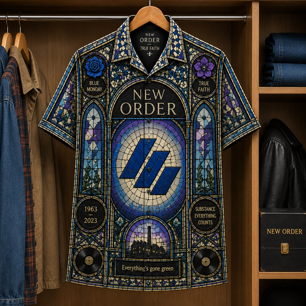 New Order Stained Glass Hawaiian Shirt - Unisex Button Up