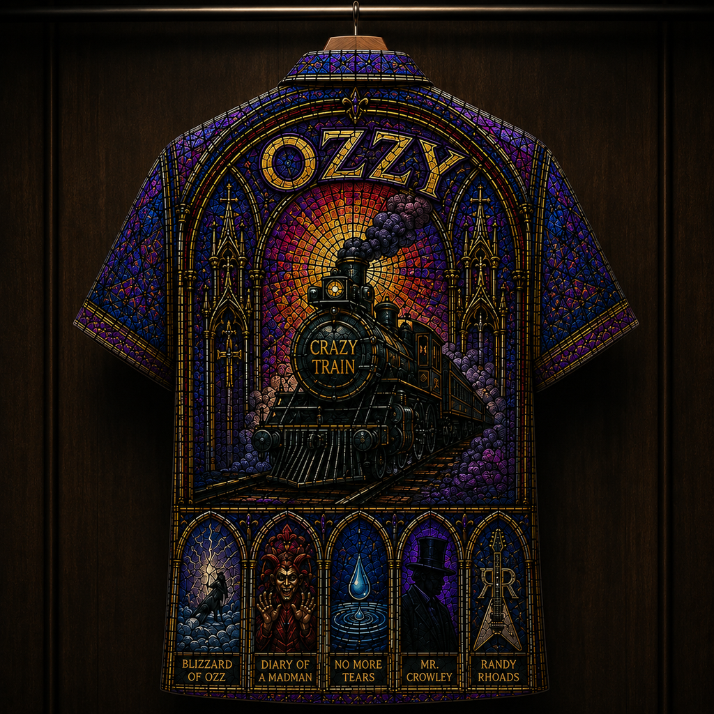 Ozzy Osbourne Stainded Glass Hawaiian Shirt - Unisex Cathedral Window