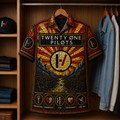 Twenty One Pilots Stained Glass Hawaiian Shirt - Unisex Music Collage Button Up